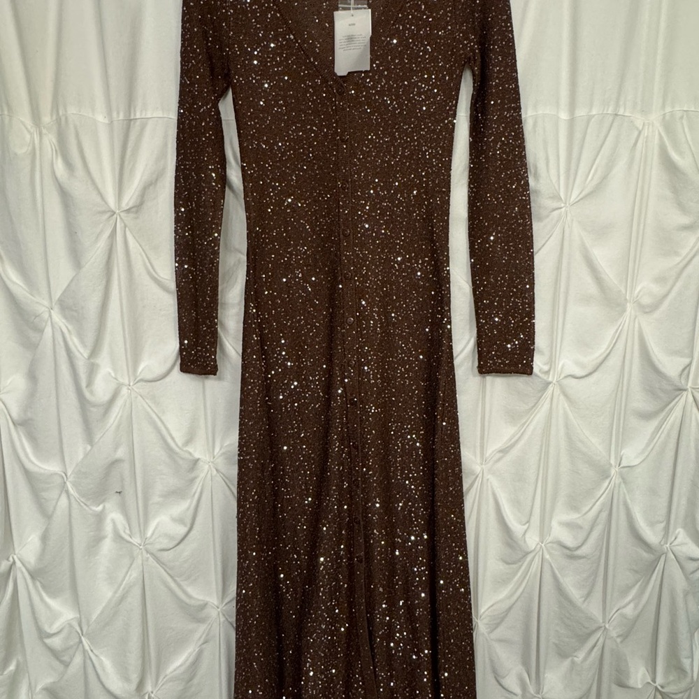 MISA Los Angeles Small Brown Sequin Dress